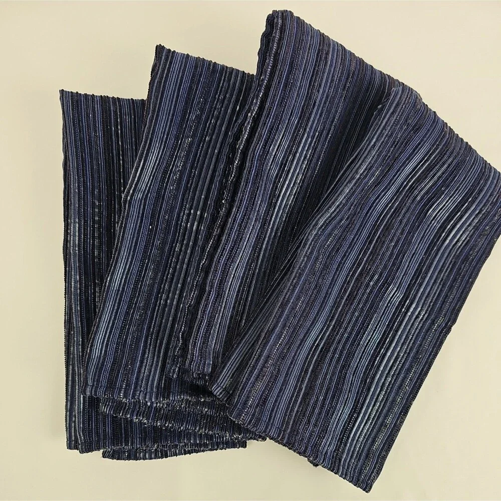 Trendex Home Set of 4 Woven Napkins Blue Silver Metallic 17x17
